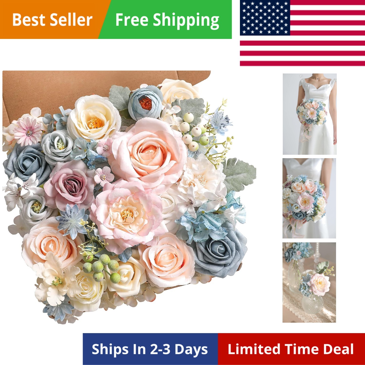 Artificial Flowers Combo Box Set Faux Flowers Bulk Flower Leaf with Stems Arr…