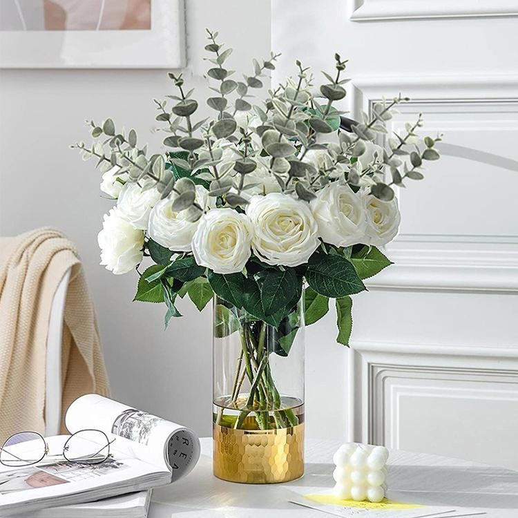 10PCS Artificial Hydrangea Flowers Green Leaf Bouquet Wedding Home Centerpiece D