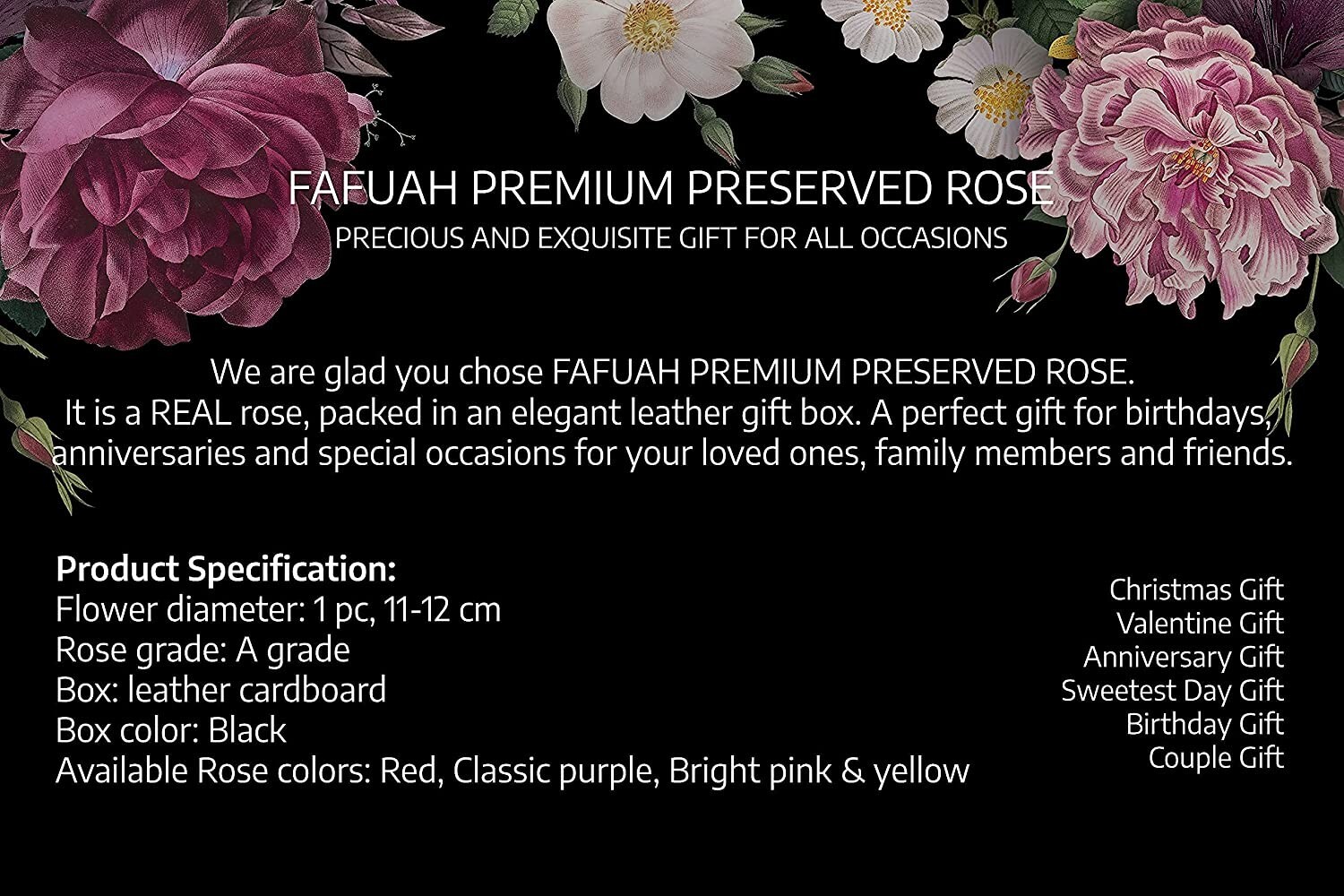 Premium Preserved Rose Large Forever Roses in Leather Gift Box Real Flowers Gift