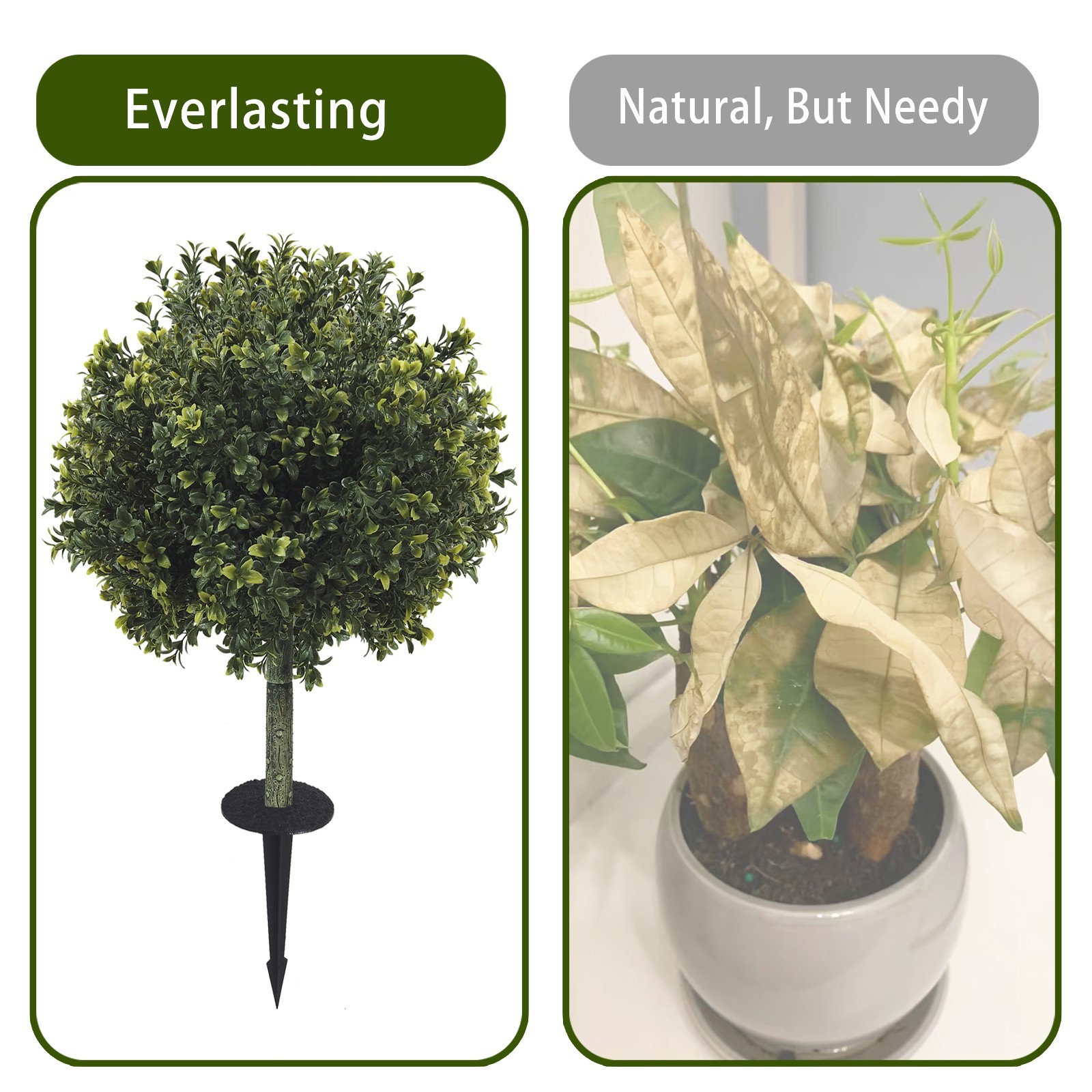 2pack Artificial Boxwood Topiary Ground Stakes,Patio PathwayOutdoor Garden Decor