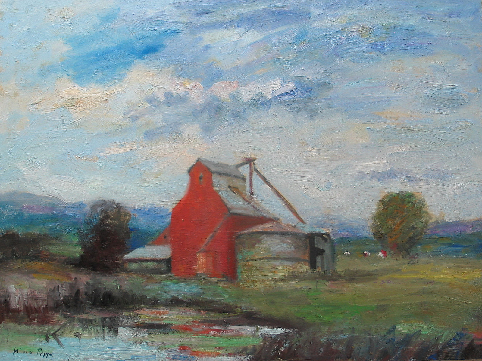 Listed American Artist Nino Pippa Painting Missouri Scene The Old Silo COA18X24