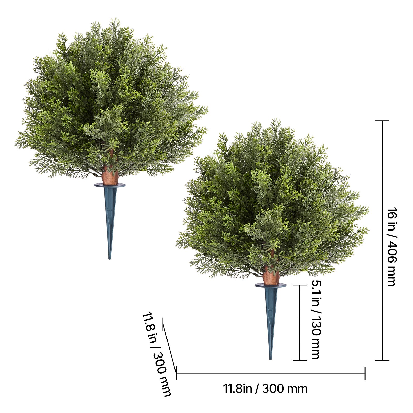 Uimoso Artificial Topiary Cypress Tree with Ground Spike 16-Inch Faux Plant