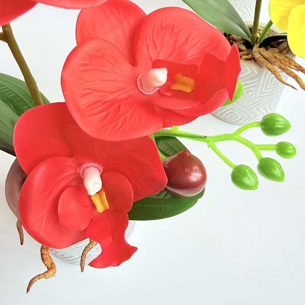 Fake Orchid Flower Plant in Cement Pot for Contemporary For Home Decoration