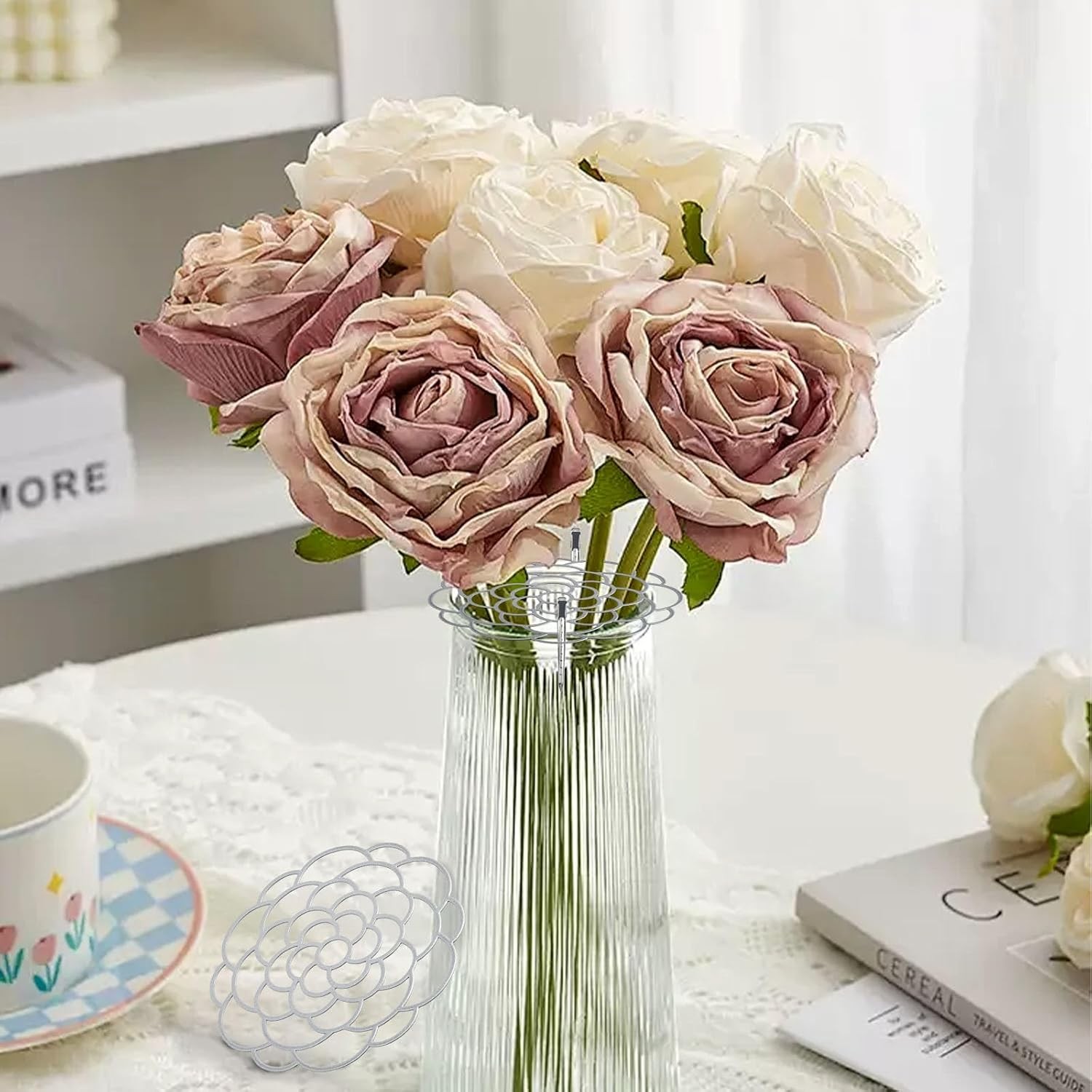 6Pcs Flower Arrangement Holder,Metal Floral Grid Used Vase Flower Arrangement