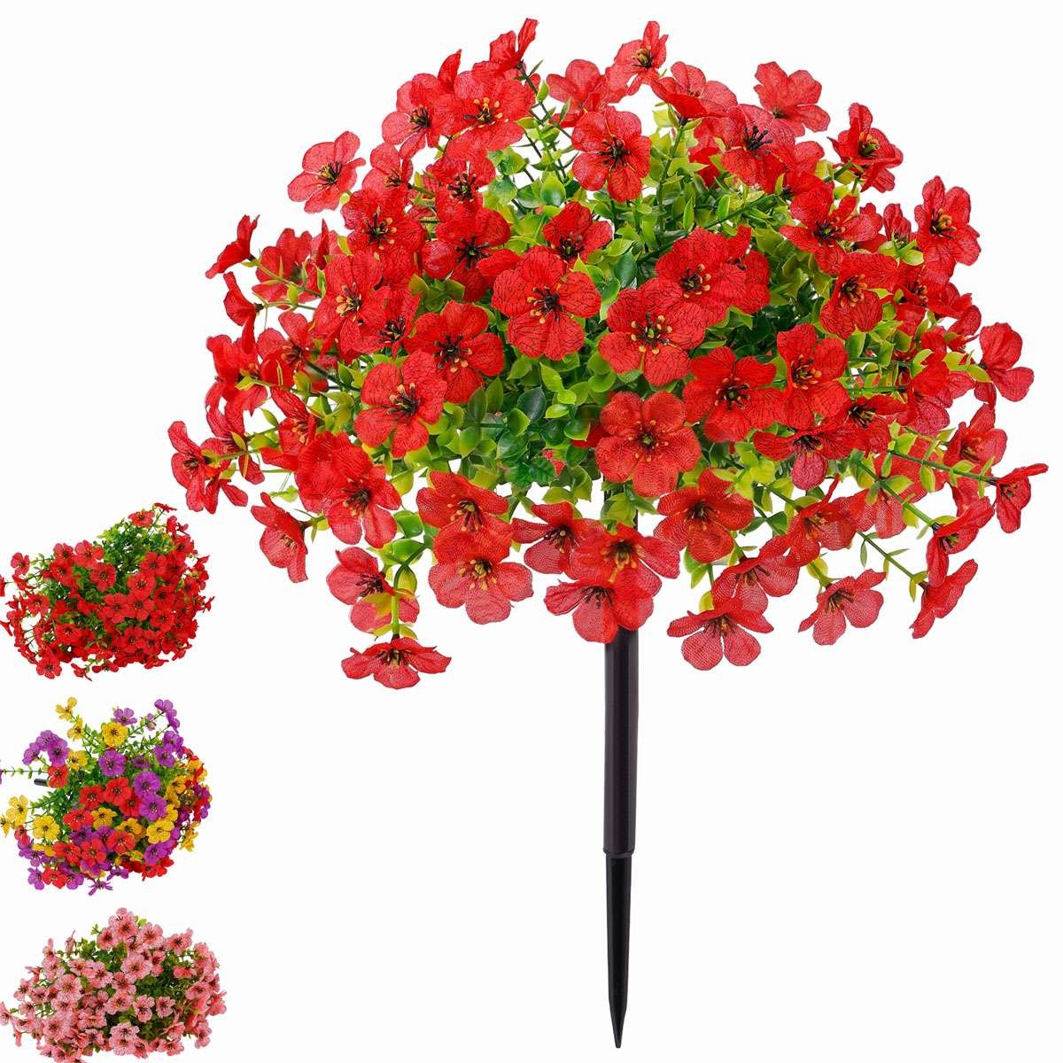 1/2pcs Artificial Flowers Garden Patio Yard Decor with Ground Spike Fake Plants