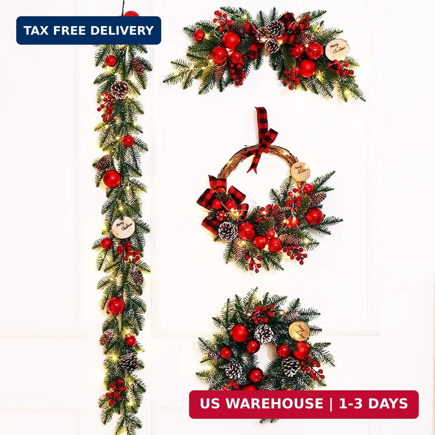 TIHOOD 25PCS 10 Inches Artificial Pine Branches Garland Green Plants Needles Fak