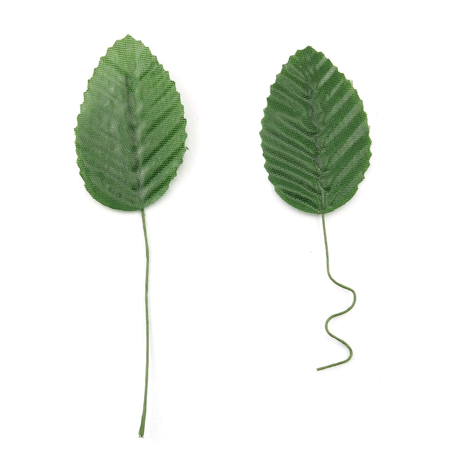 200 Pcs Green Silk Leaves 10cm Wired Single Leaf Wedding DIY Arrangements