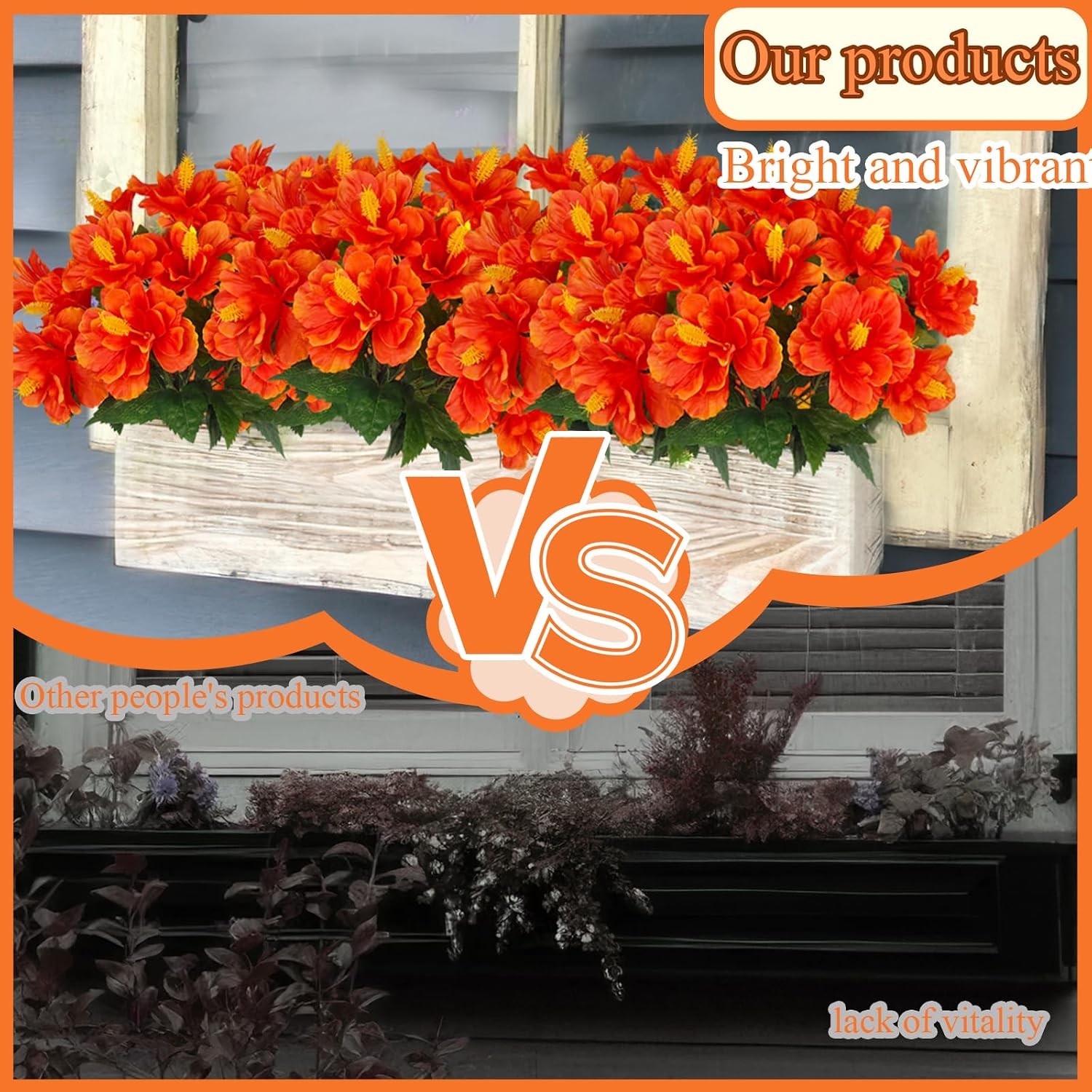 2 Pcs Artificial Outdoor Flowers Realistic Silk Fake Hibiscus Tropical Flowers