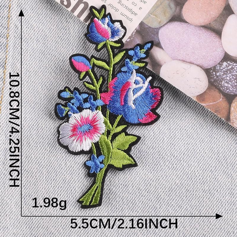 2Pair Durable Vivid Design Flower Phoenix Water Soluble Embroidered Applique Pa