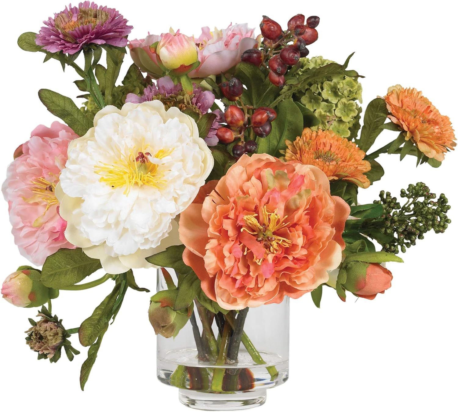 Vibrant Mini Artificial Peony Floral Arrangement for Home Decor – Assorted Color