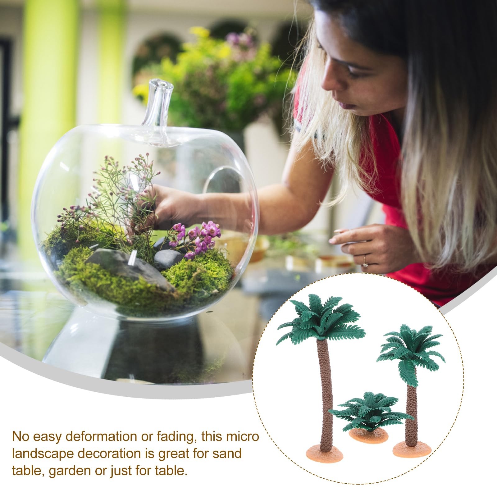 3 Pcs Mini Artificial Palm Tree Set, Plastic Coconut Fake Plant Bushes, Model…