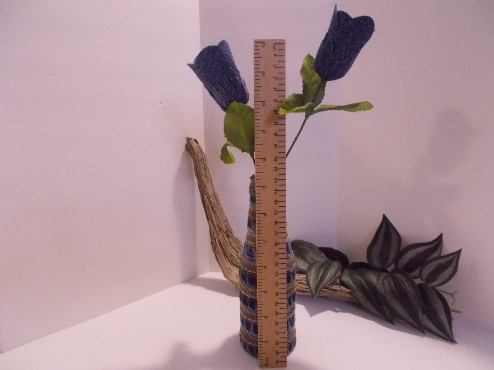 Denim Jeans Seams Bottle Vase Farmhouse Wall Pocket Denim Decor Boho Cottage