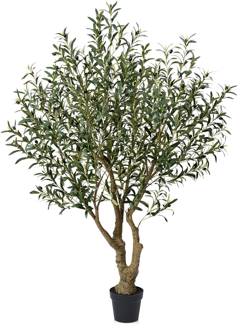 Olive Tree Artificial Indoor 6Ft – UV Resistant Large Fake Plants Realistic Faux