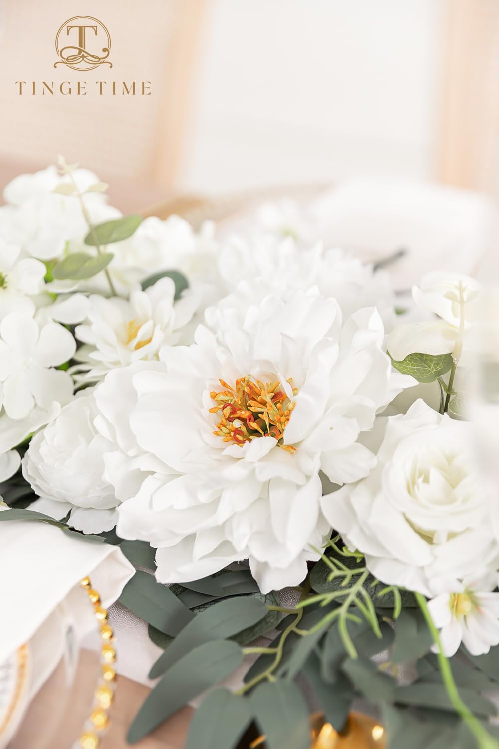 2 PCS Ivory White Eucalyptus & Rose Garlands for Wedding & Home Decor