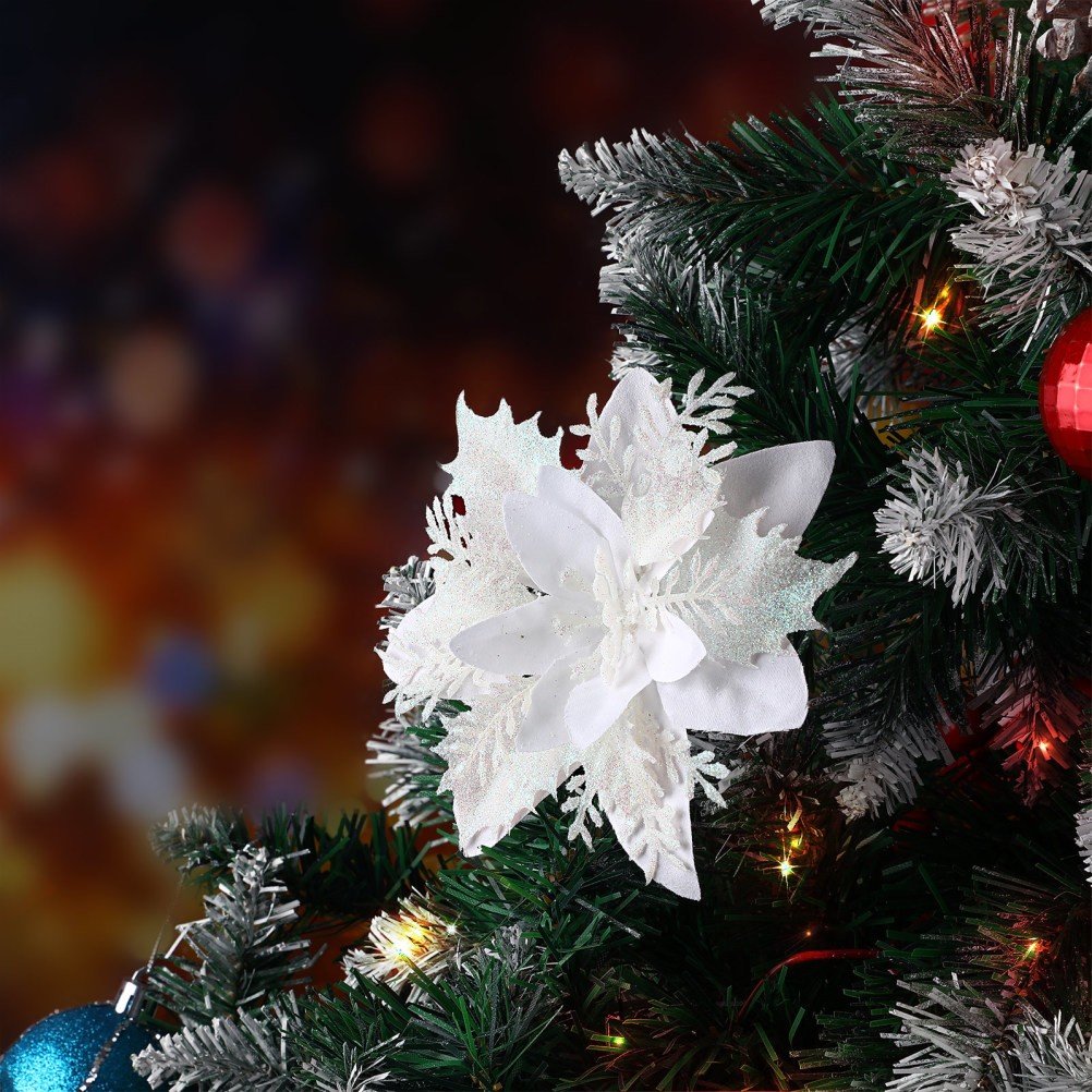 Christmas Decorations Artificial Poinsettias Flower Flowers White