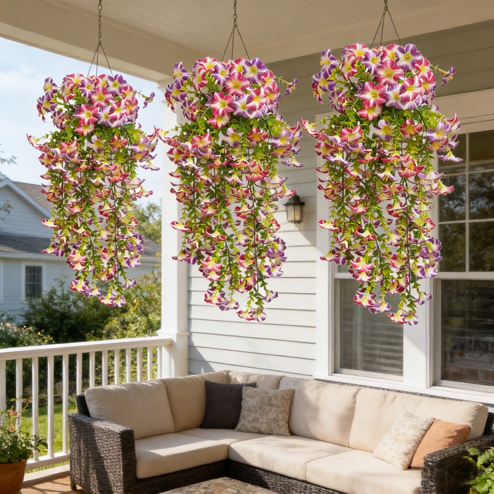 Vibrant Faux Petunias 29.5in Colorfast Silk Blooms for Garden Arrangements
