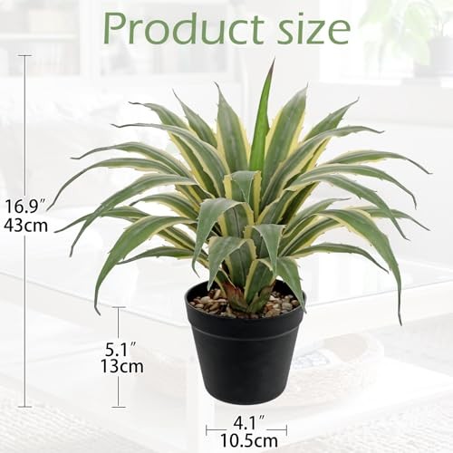 Large Artificial Agave Plants Tall Fake Agave Plant in 16.9″ Light Green-16.9″