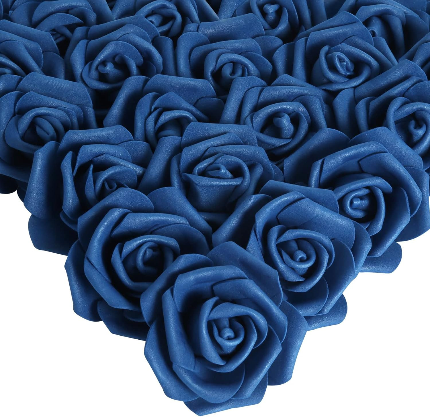 Artificial Roses Flowers Heads, 100 Pcs Navy Blue Foam Fake Roses Bulk 3Inch Ste