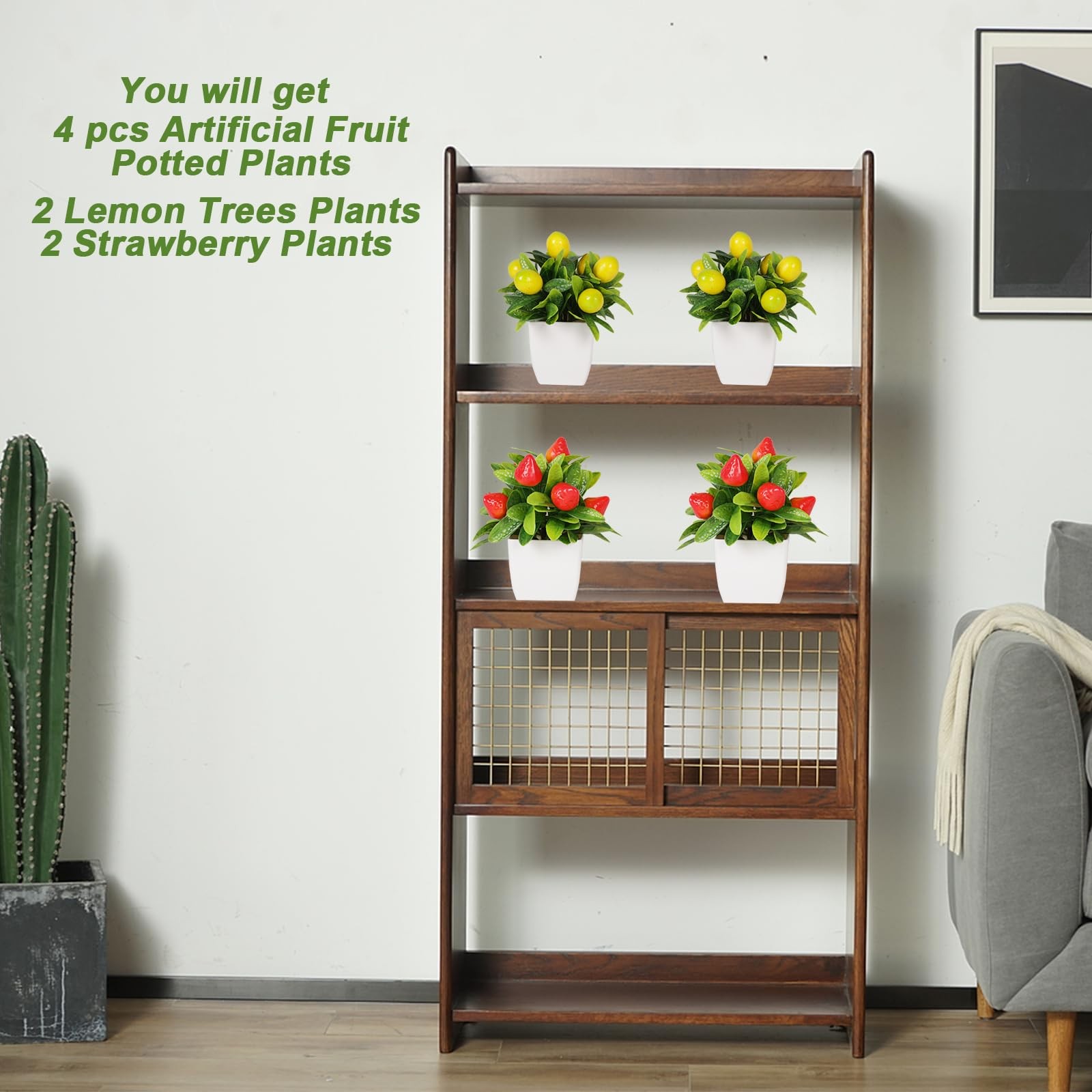 4 Fake Potted Plants Small Artificial Fruit Plants with Pots Lemon 2pcs Straw…