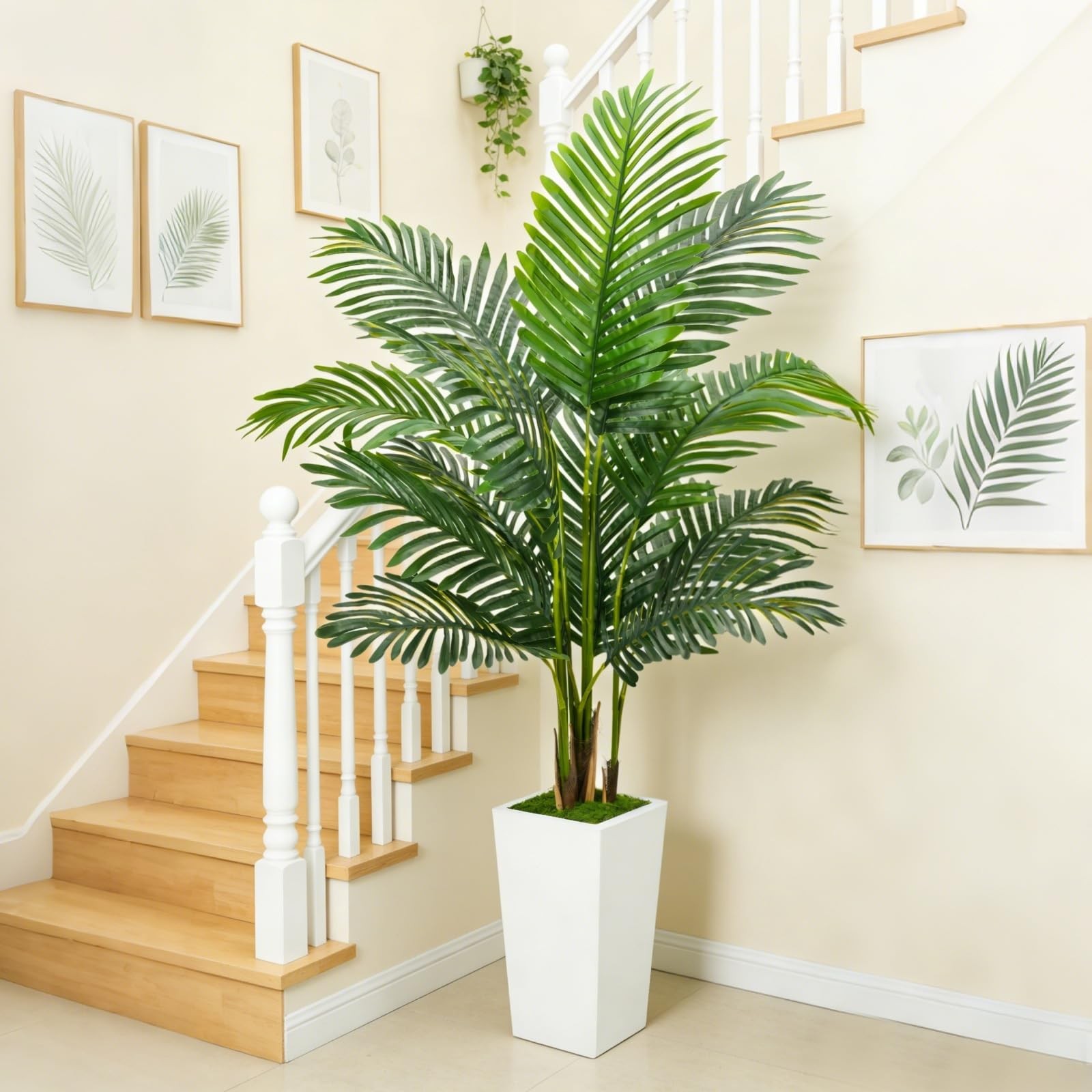 5FT Artificial Palm Tree with Thickened and Sturdy Planter, Fake Plants with …