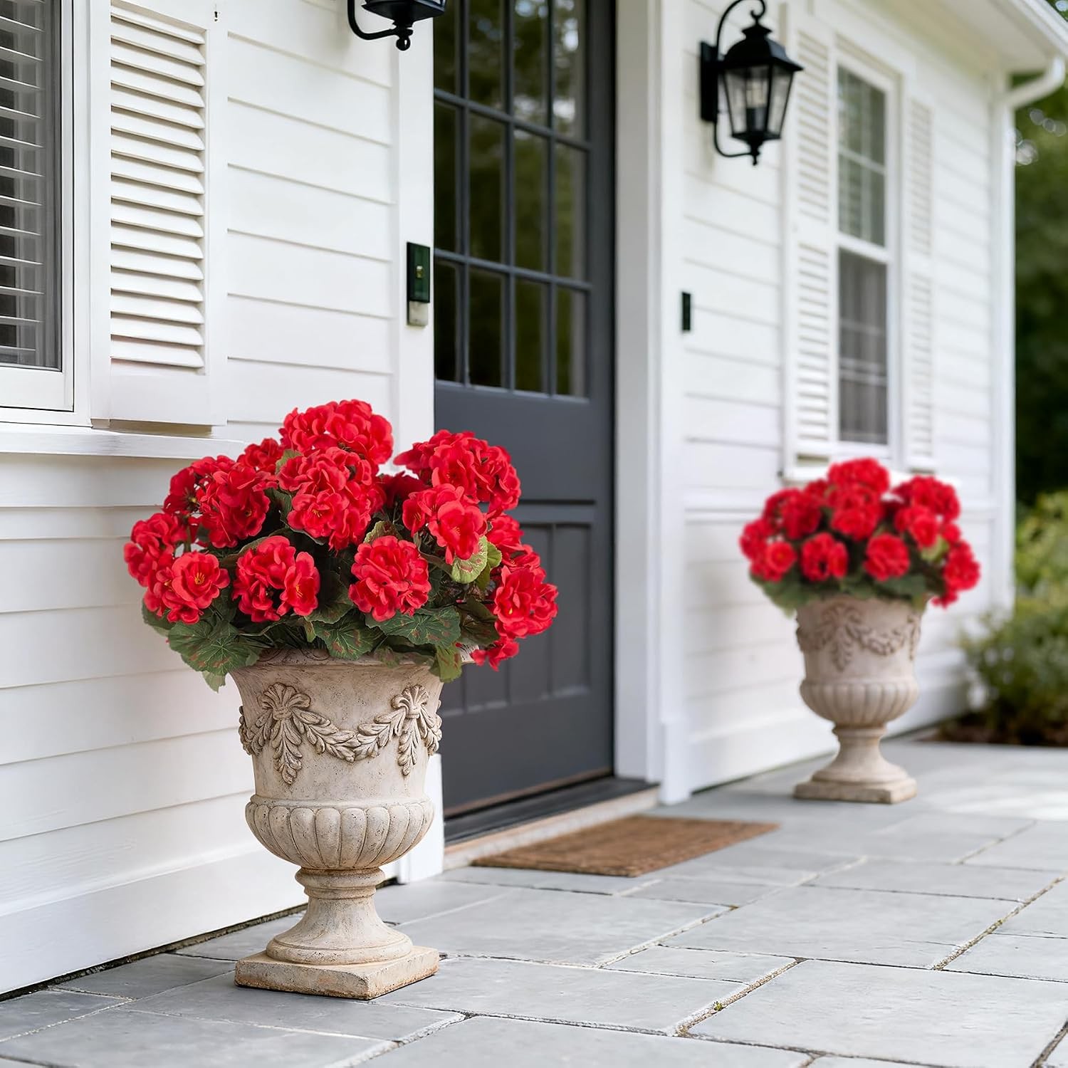 6 Pcs Silk Geraniums UV Resistant, Outdoor Faux Flowers for Planter US