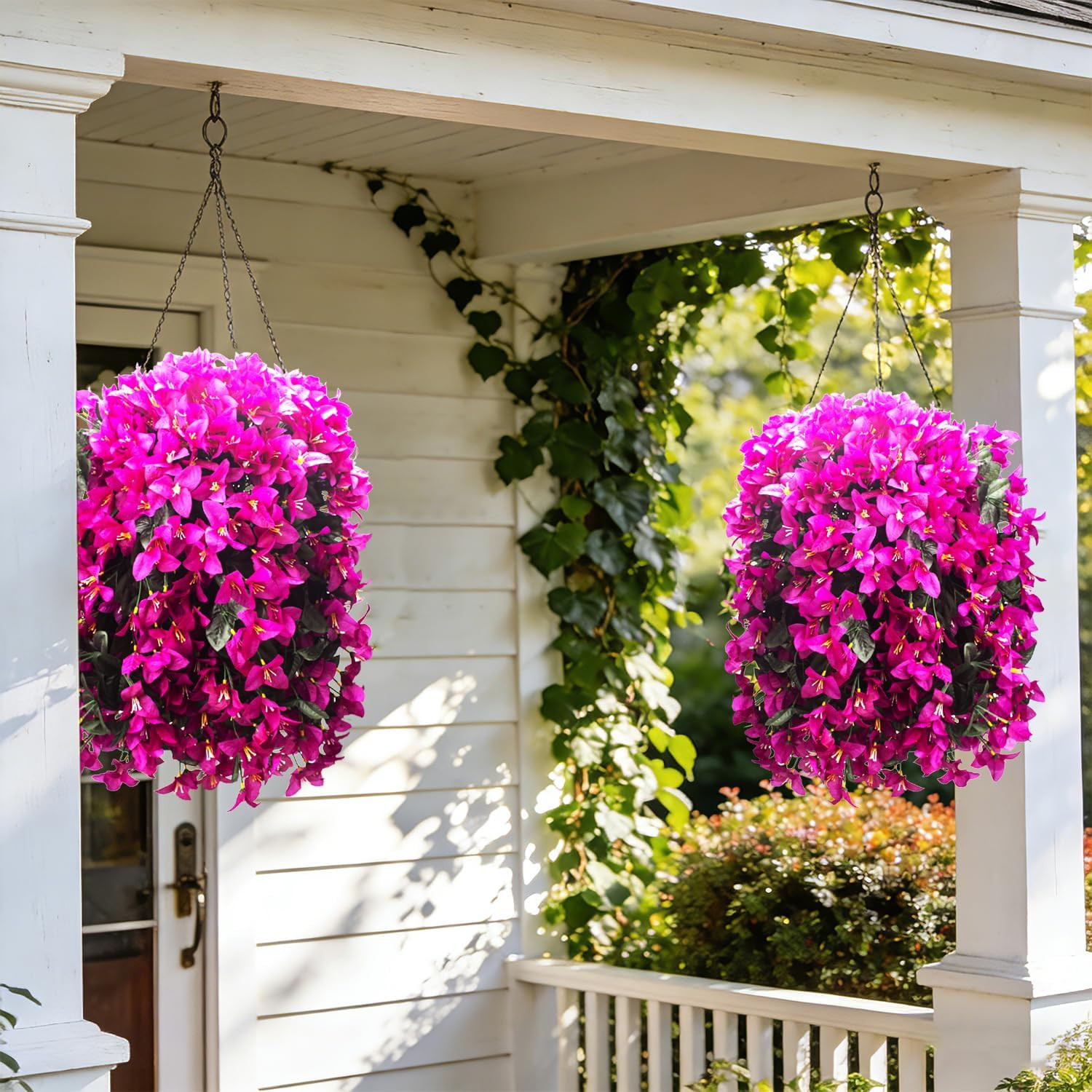 UV Resistant Faux Bougainvillea Vines – 4 Pcs Hanging Plants for Outdoors