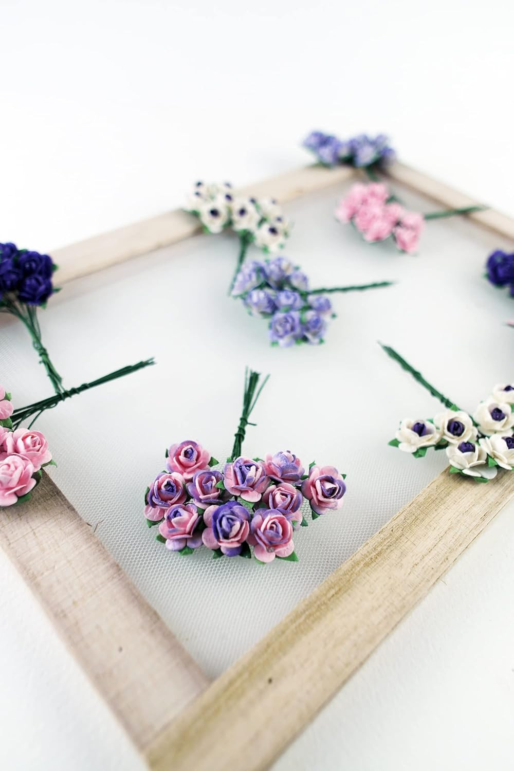 100 pcs Mini Rose Mixed Violoet Two Tone Color Mulberry Paper Flower 15-18 mm…