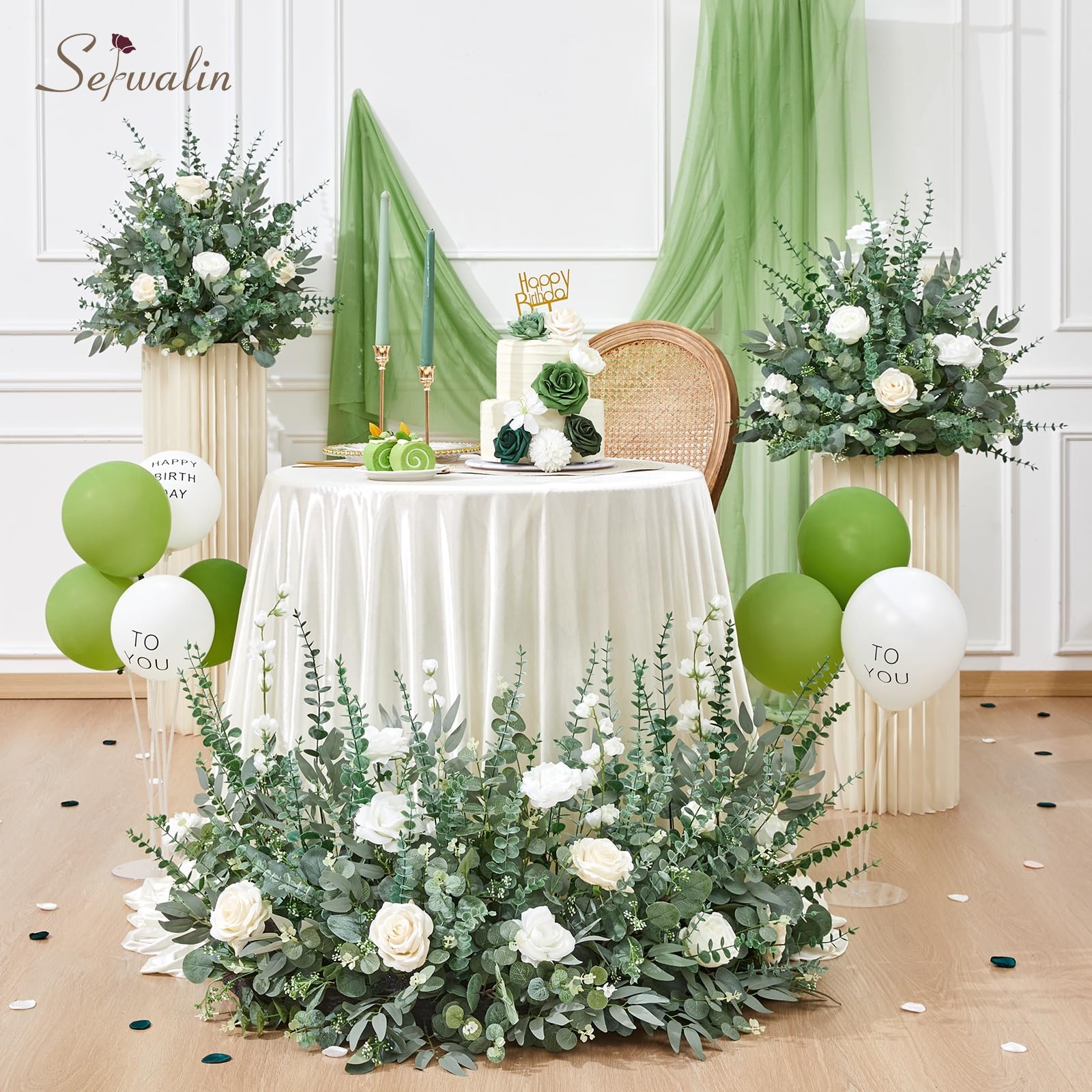 400pcs Artificial Mixed Eucalyptus Stems Leaves Bulk, 4Kinds Fake Greenery Si…