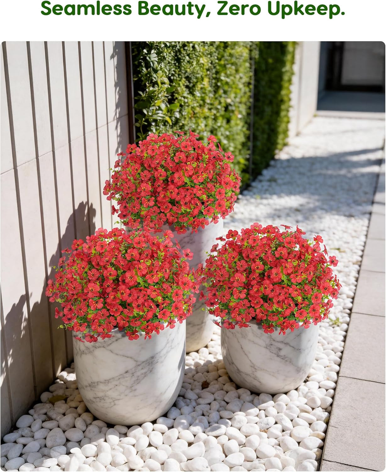 UV Resistant 20” Red Silk Daisy Bush – Perfect for Outdoor Decor