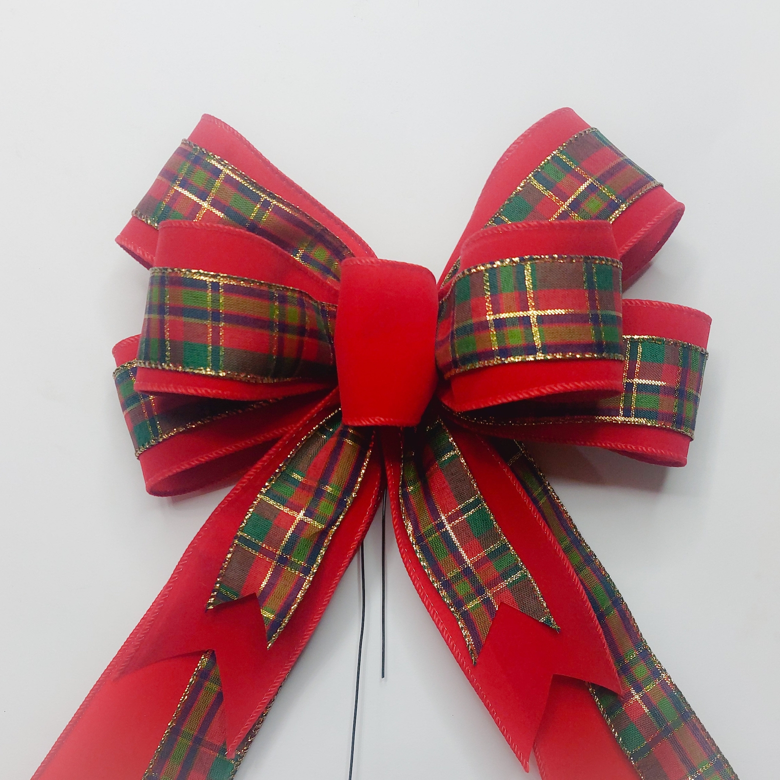 Outdoor Red Velvet with Plaid Bow