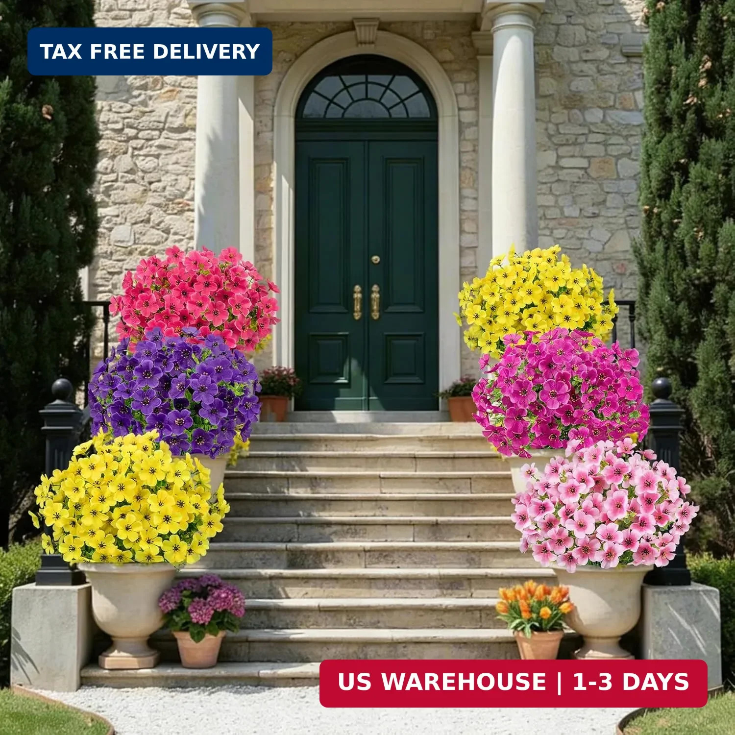 20 Bundles Artificial Flowers for Outdoors, Fake Violet Flowers Silk Realistic U