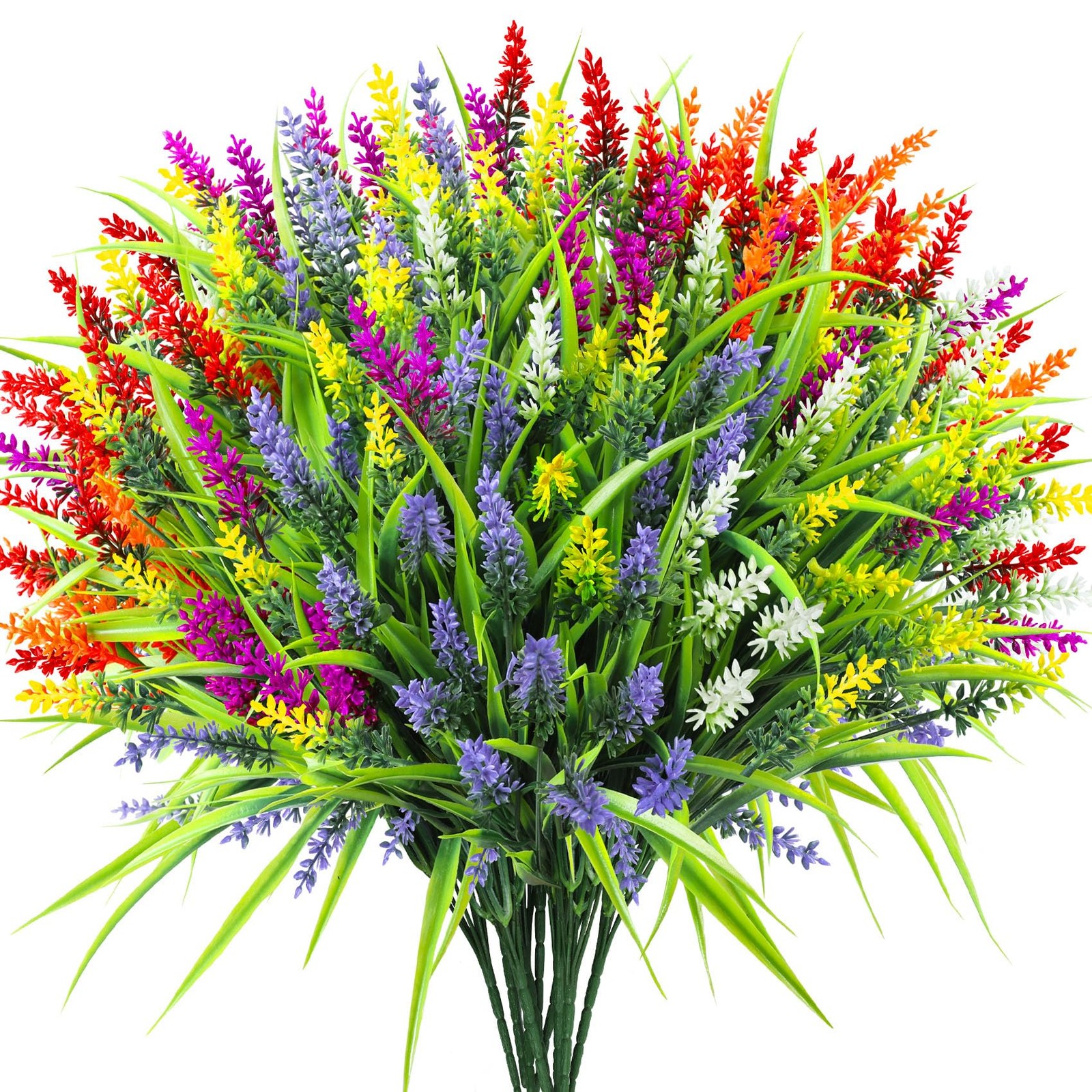 24 Bundles Artificial Flowers for Outdoors, Fake Lavender Flowers Monkey Gras…