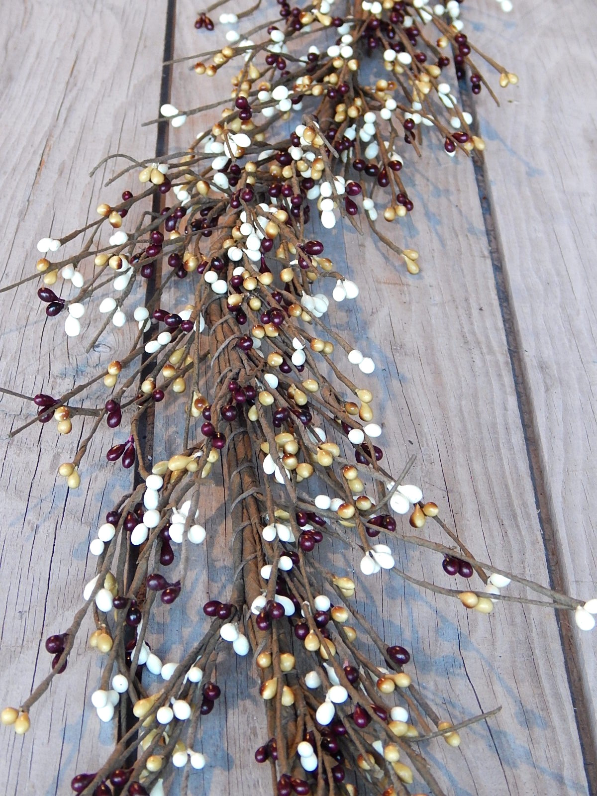 Rustic Berry Garland BURGUNDY MUSTARD CREAM 58″ – NEW