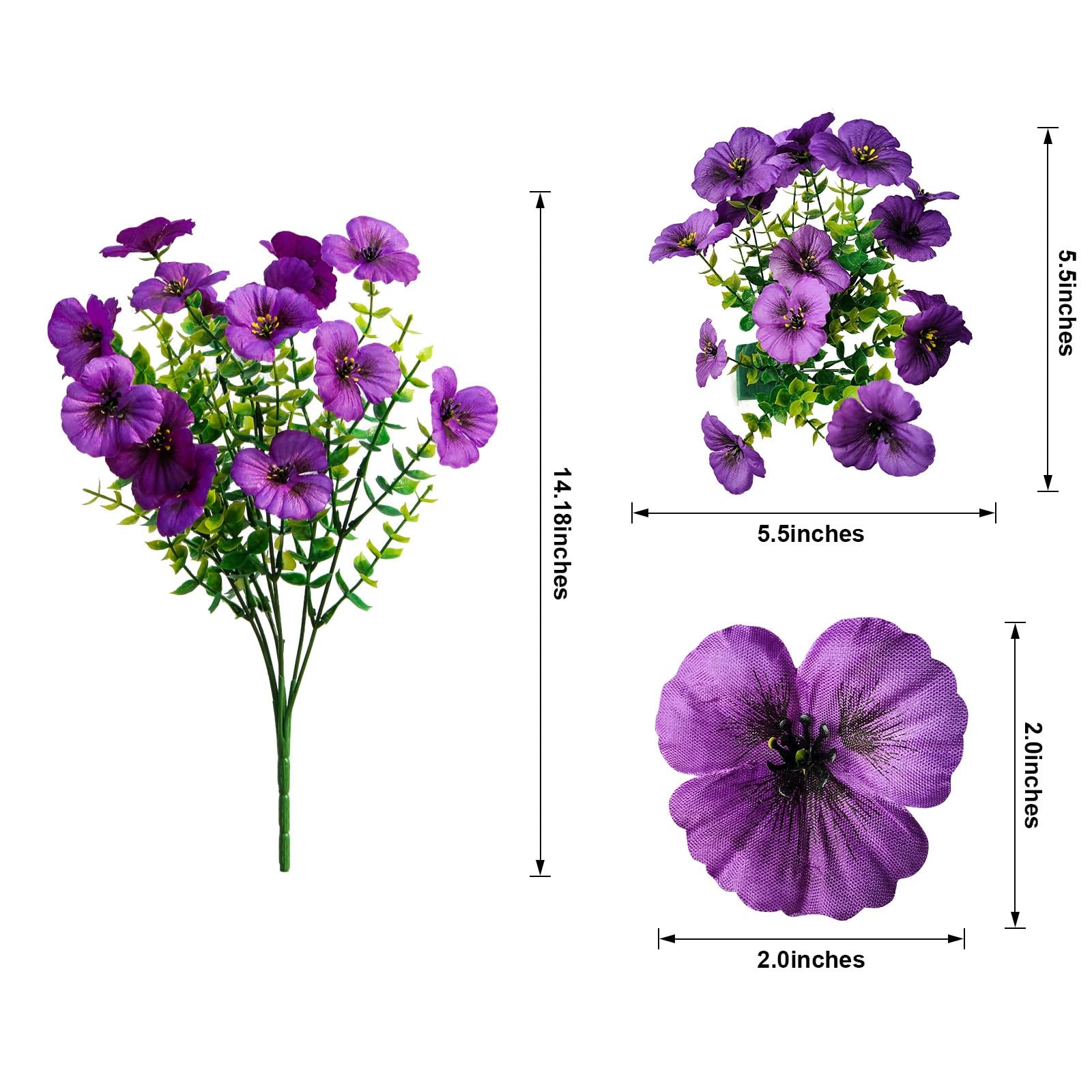 Artificial Fake Pansy Flowers for Outdoor Spring, UV Resistant No Fade 18 Bun…