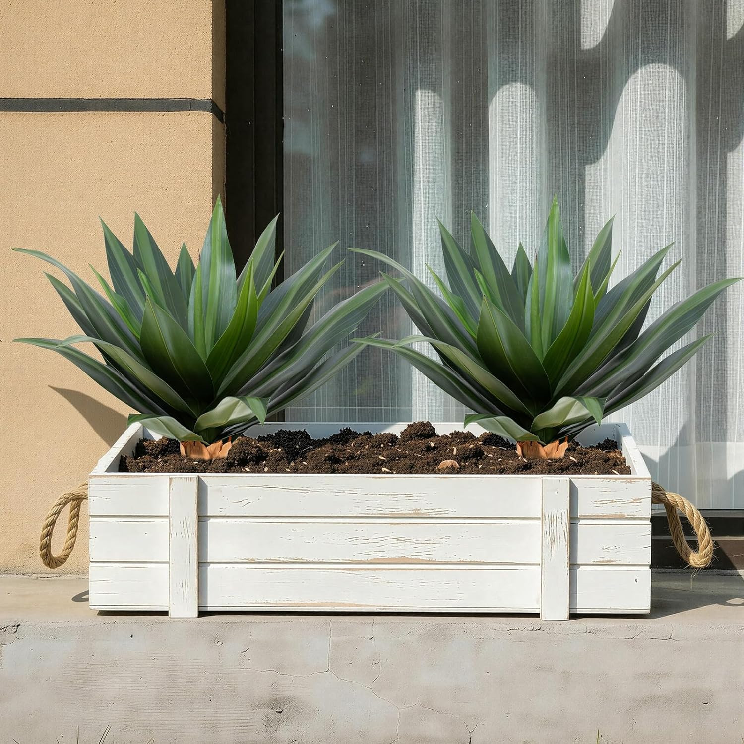 27.95″ UV-Resistant Artificial Agave Succulent Plants – Set of 2