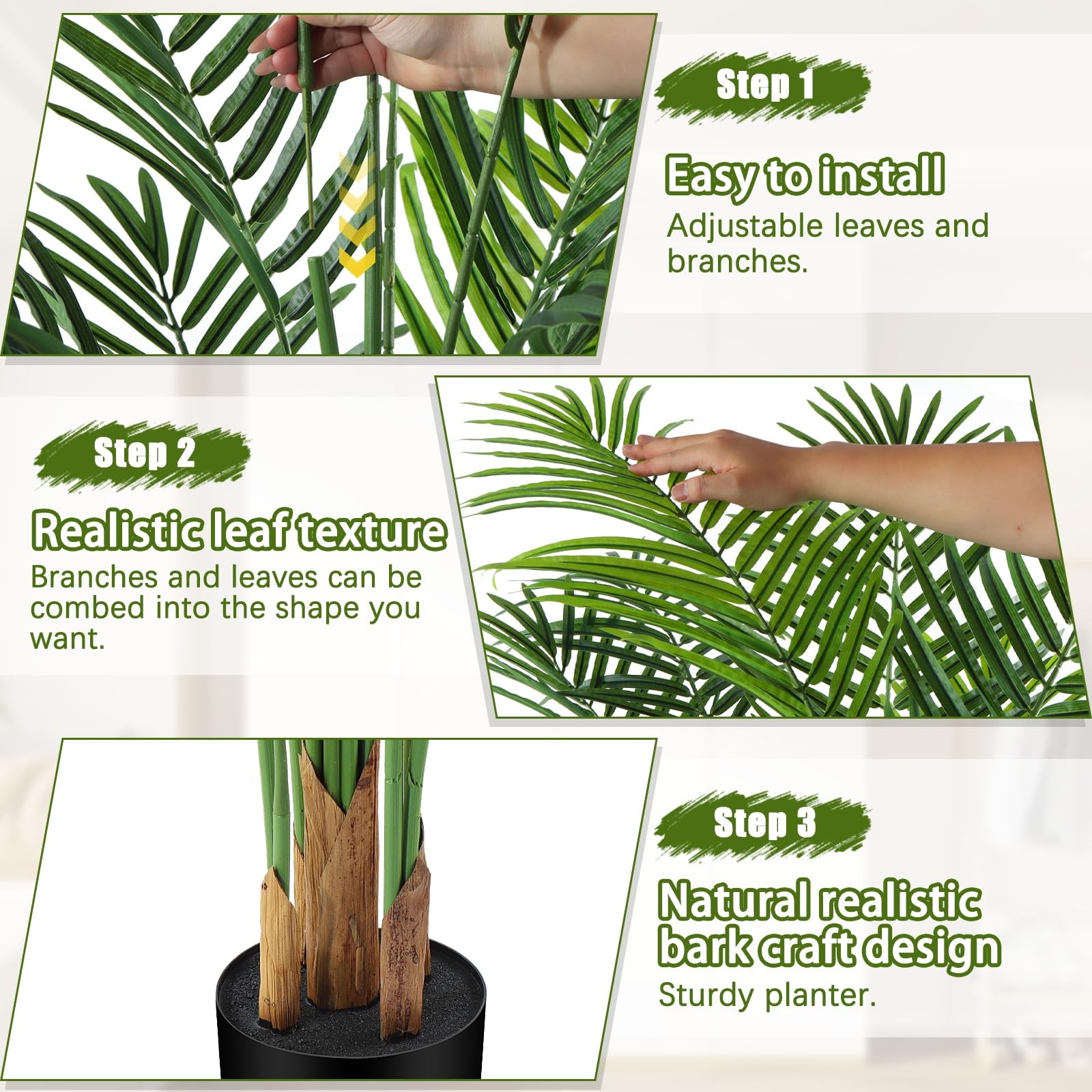 Artificial Palm Tree Indoor 4ft, Large Fake Tropical Areca Palm Tree with 13 …