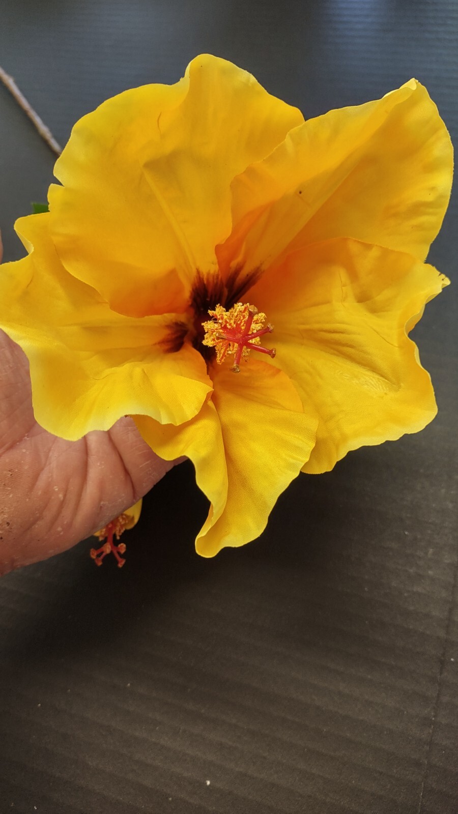 Large Yellow Gold Hibiscus stem silk flowers