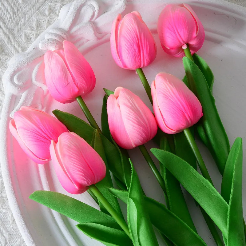 3/5PCS Real Touch Tulip Bouquet Artificial Flowers Wedding Home Decor Gift