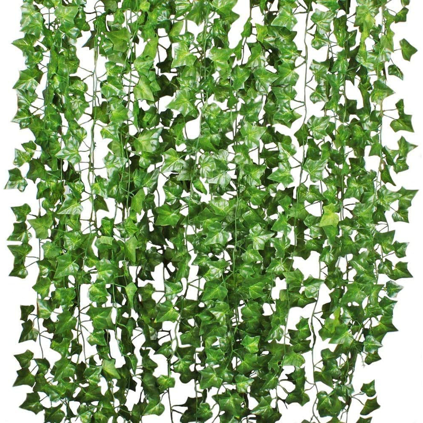 Silky Silk 12 Strands Artificial Green Ivy Leaf Plants| Vine-Hanging Garland