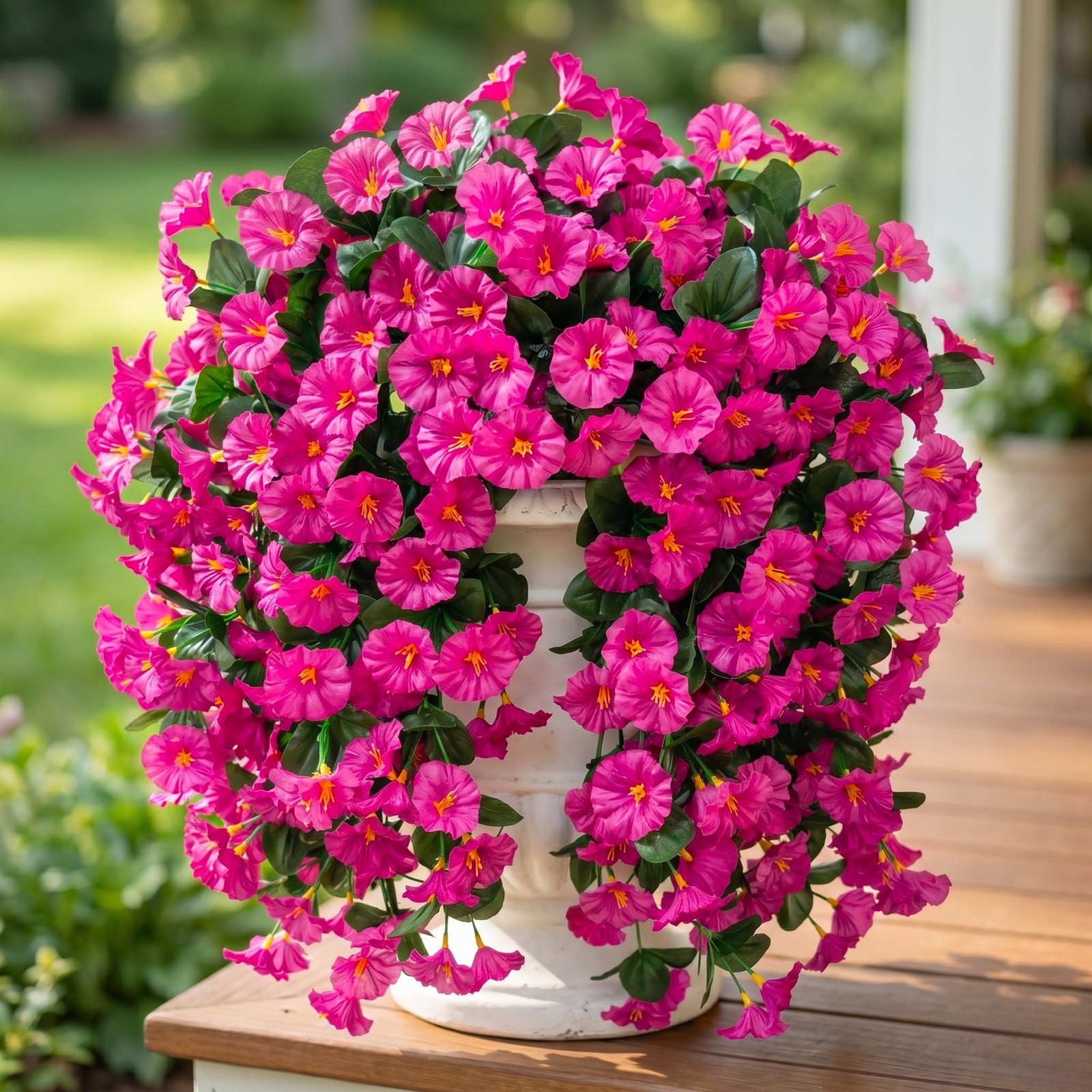 Ouddy Decor 3 Pcs Artificial Hanging Flowers for Outdoors, Fake Silk Hanging …