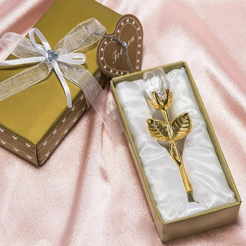 1pc Crystal Glass Rose Figurine Gift Romantic Decor Wedding Valentine – NEW