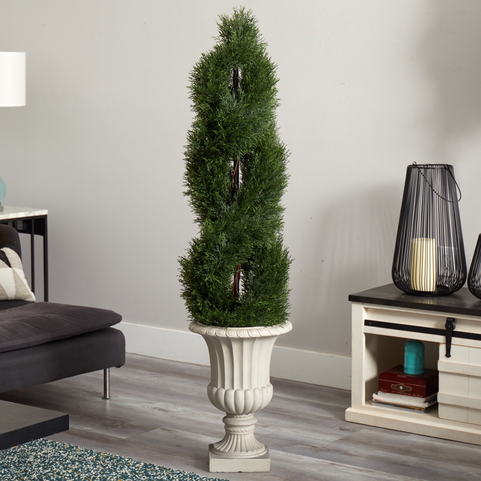 5’ Cedar Cypress Topiary Pond Spiral Tree UV Indoor/Outdoor. Retail $448