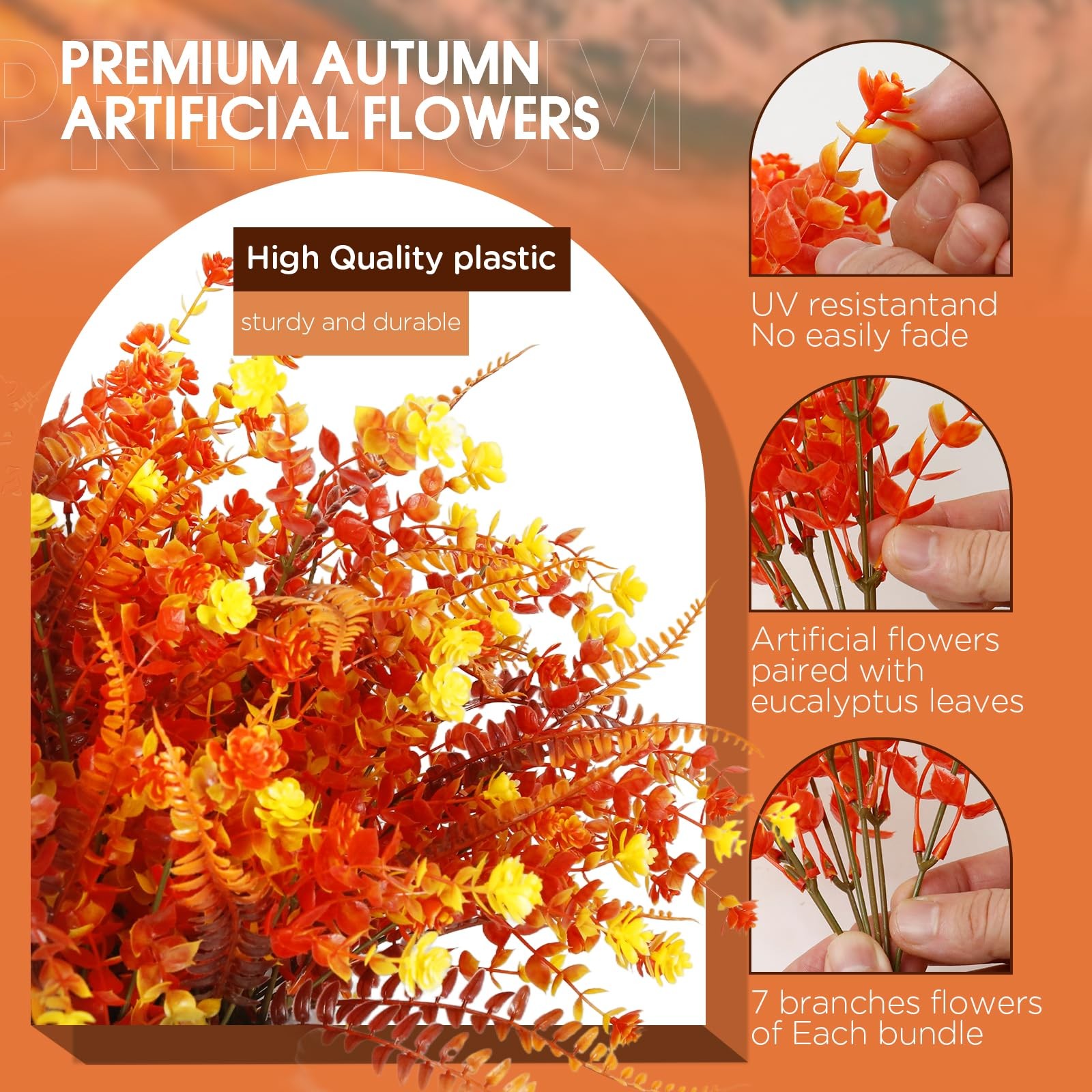 Artificial Fall Flowers for Outdoors,36 pcs Faux Outdoors Plants Realistic Ar…