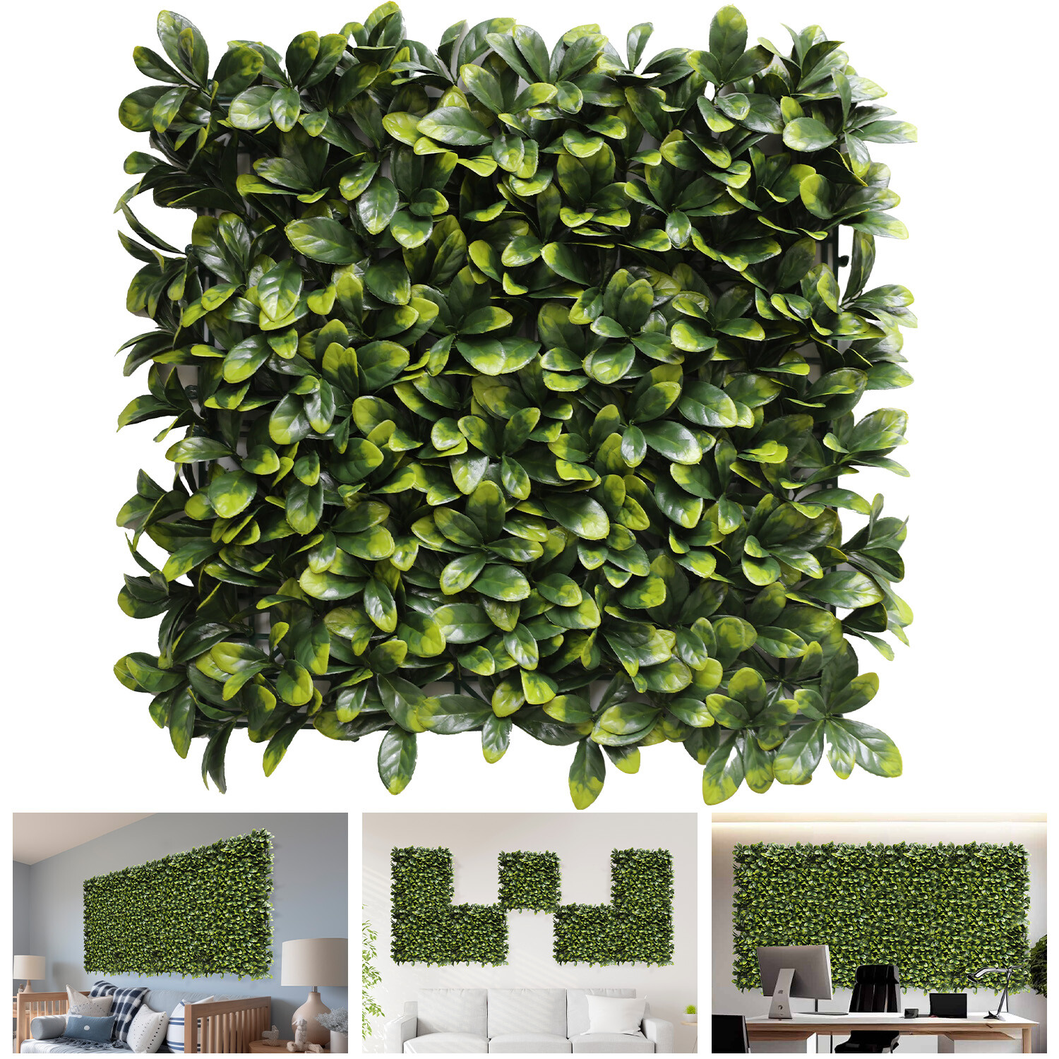 20″x20″ Artificial Faux Leaf Ficus Fence Screen Greenery Wall Decor Panel