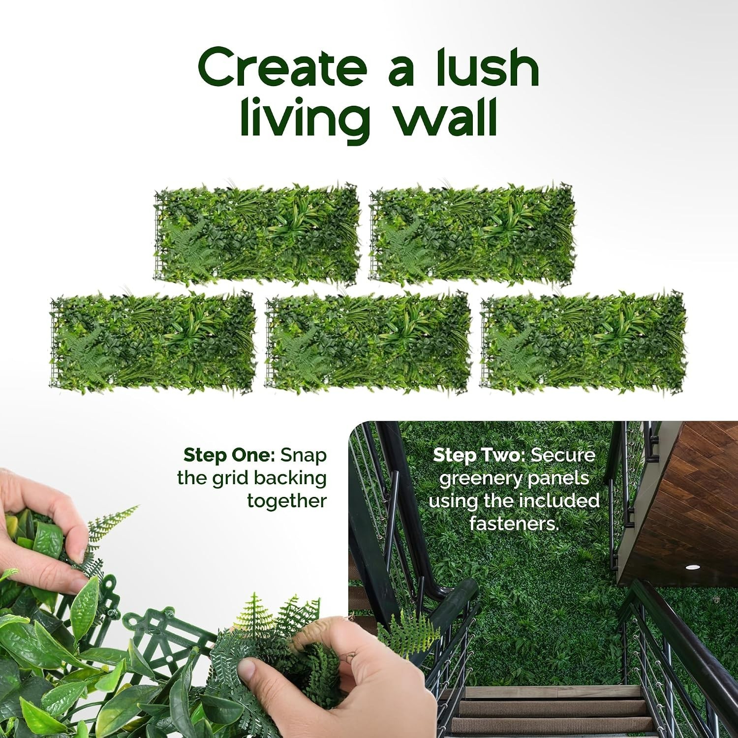 Easy Install 5Pcs 20”x40” Faux Living Wall – Perfect for Privacy & Decor