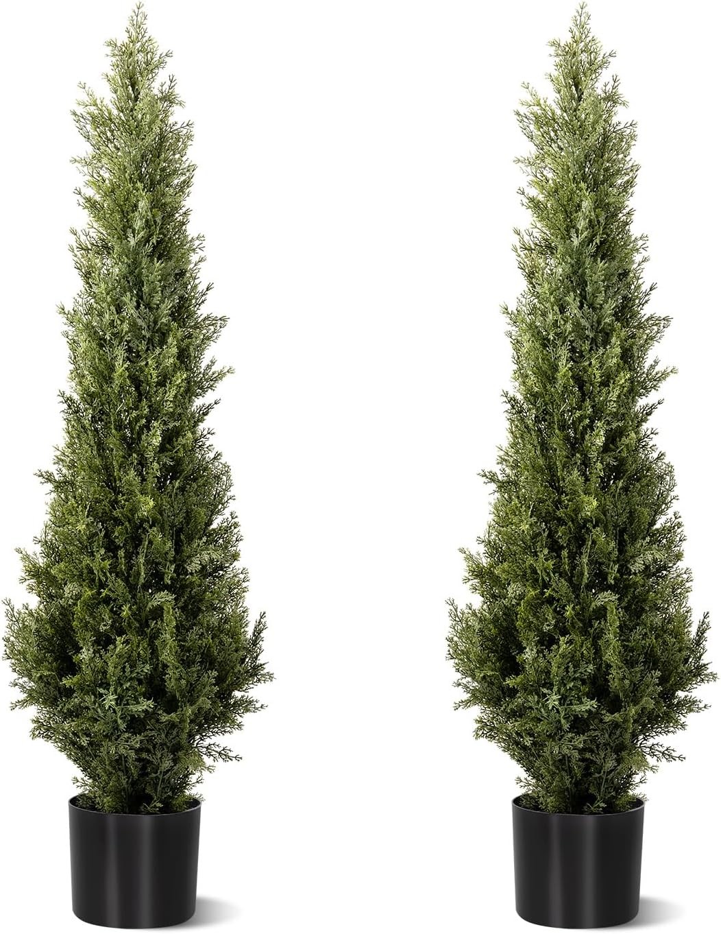 4FT Artificial Cedar Topiary Trees 2 Set Realistic Fake Cypress Tree Tall Faux