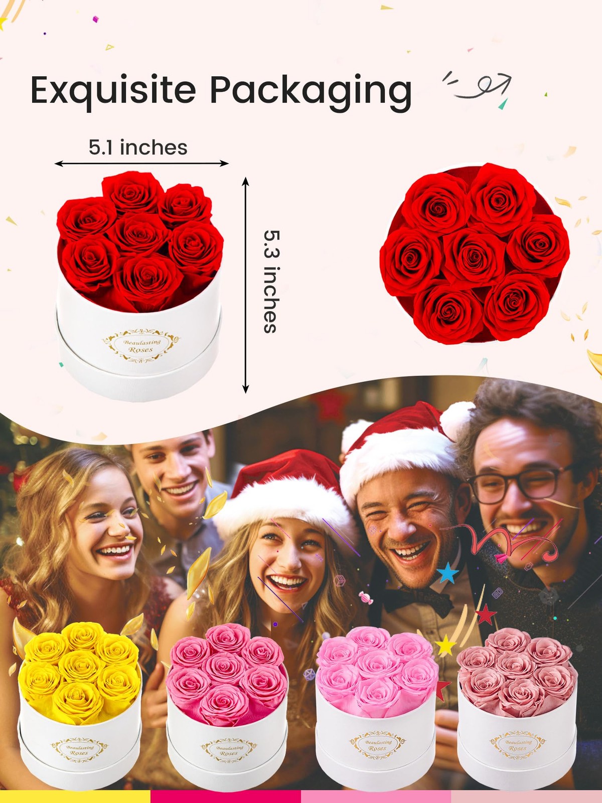 Roses in a Box, Preserved Flowers, Forever Flowers for Delivery Prime