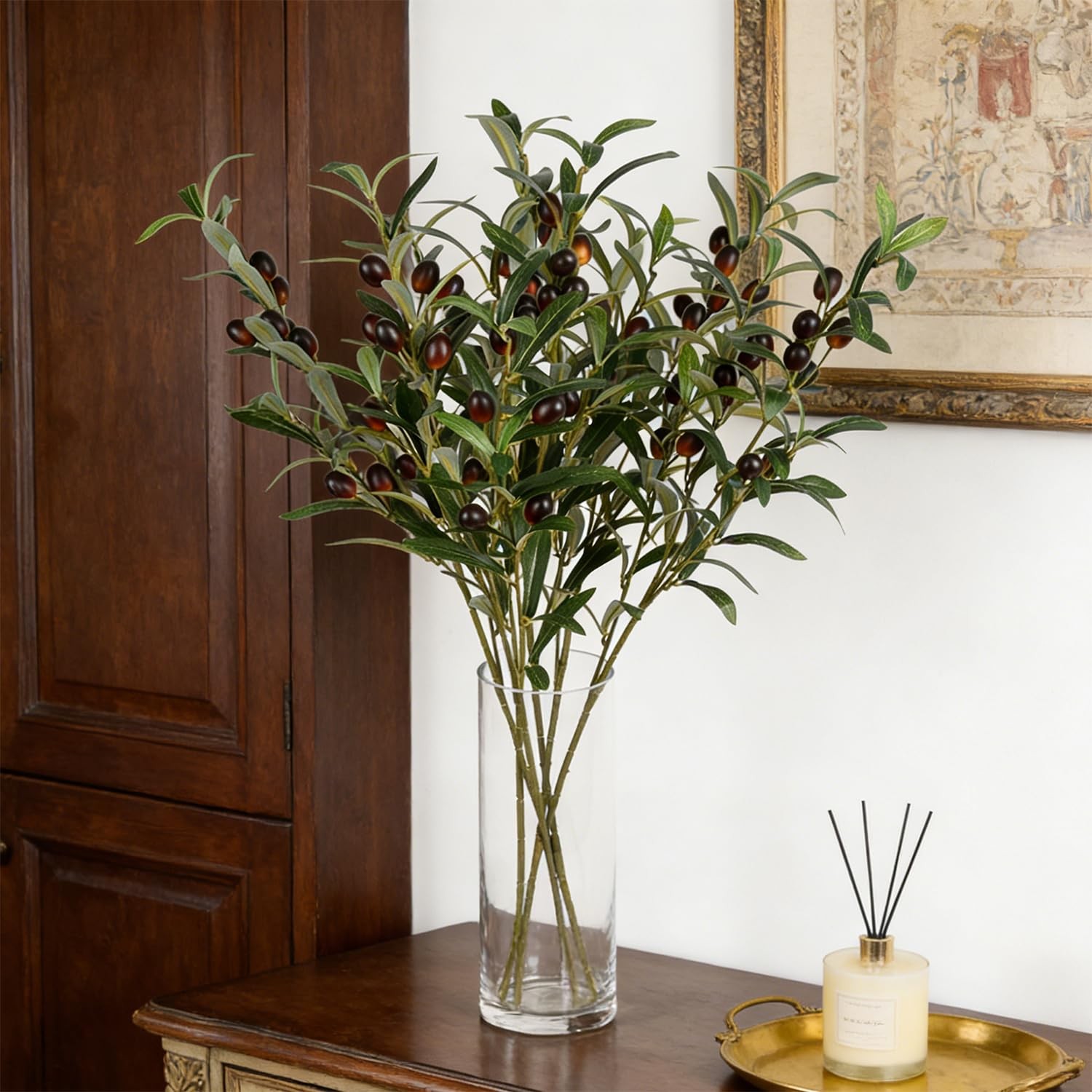 Artificial Olive Branch Stems Farmhouse Wedding Decor Vase Filler 28.8in