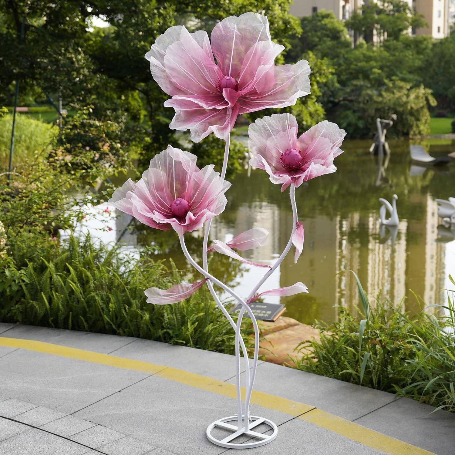 Giant Organza Flowers with Stand for Wedding Decor Shop Display Garden Party