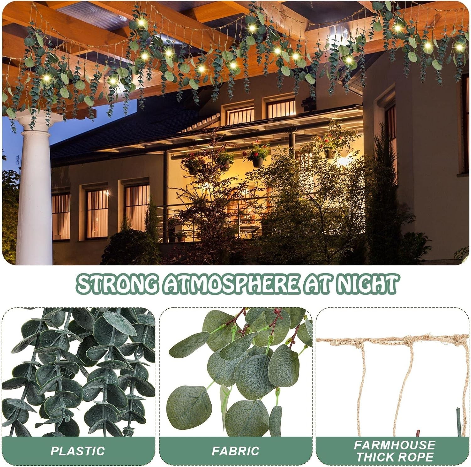 Fresh Eucalyptus Wall Décor with 2 LED String Lights – Versatile Home Accent
